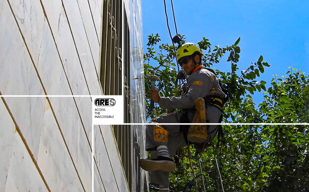 اجرا ایمن سازی نما با طناب توسط تکنسین های آرس