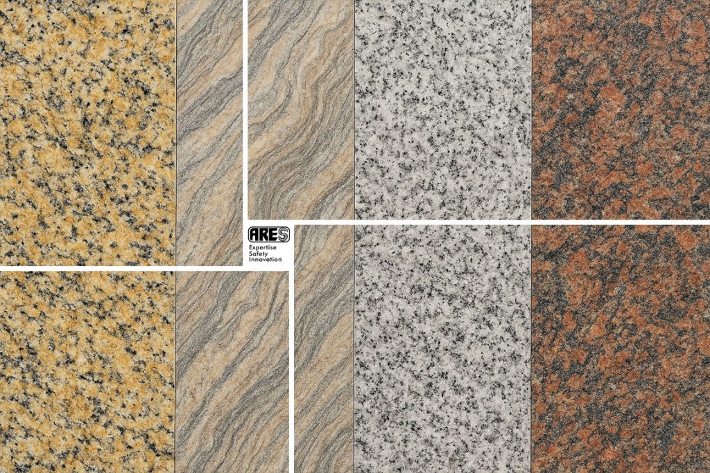 مقایسه رگهها و الگوهای متفاوت در اسلبهای سنگ گرانیت طبیعی.