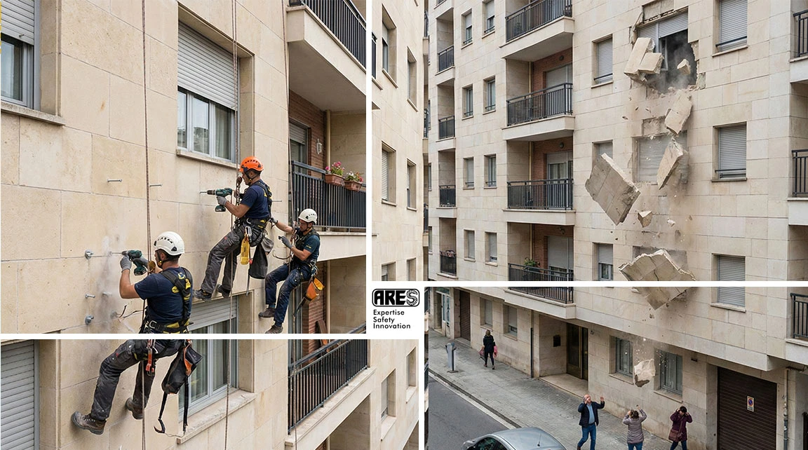 خطر ریزش سنگ نما و راهکار برای جلوگیری از ان